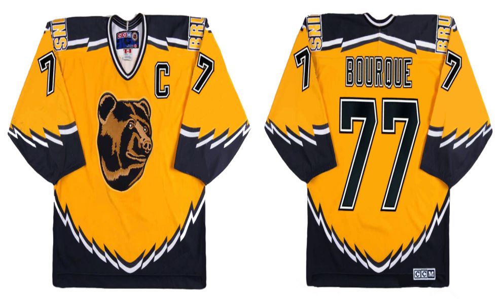 2019 Men Boston Bruins #77 Bouroue Yellow CCM NHL jerseys